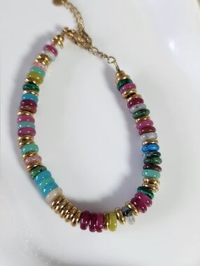 Multi Stone Rondelle Beaded Bracelet